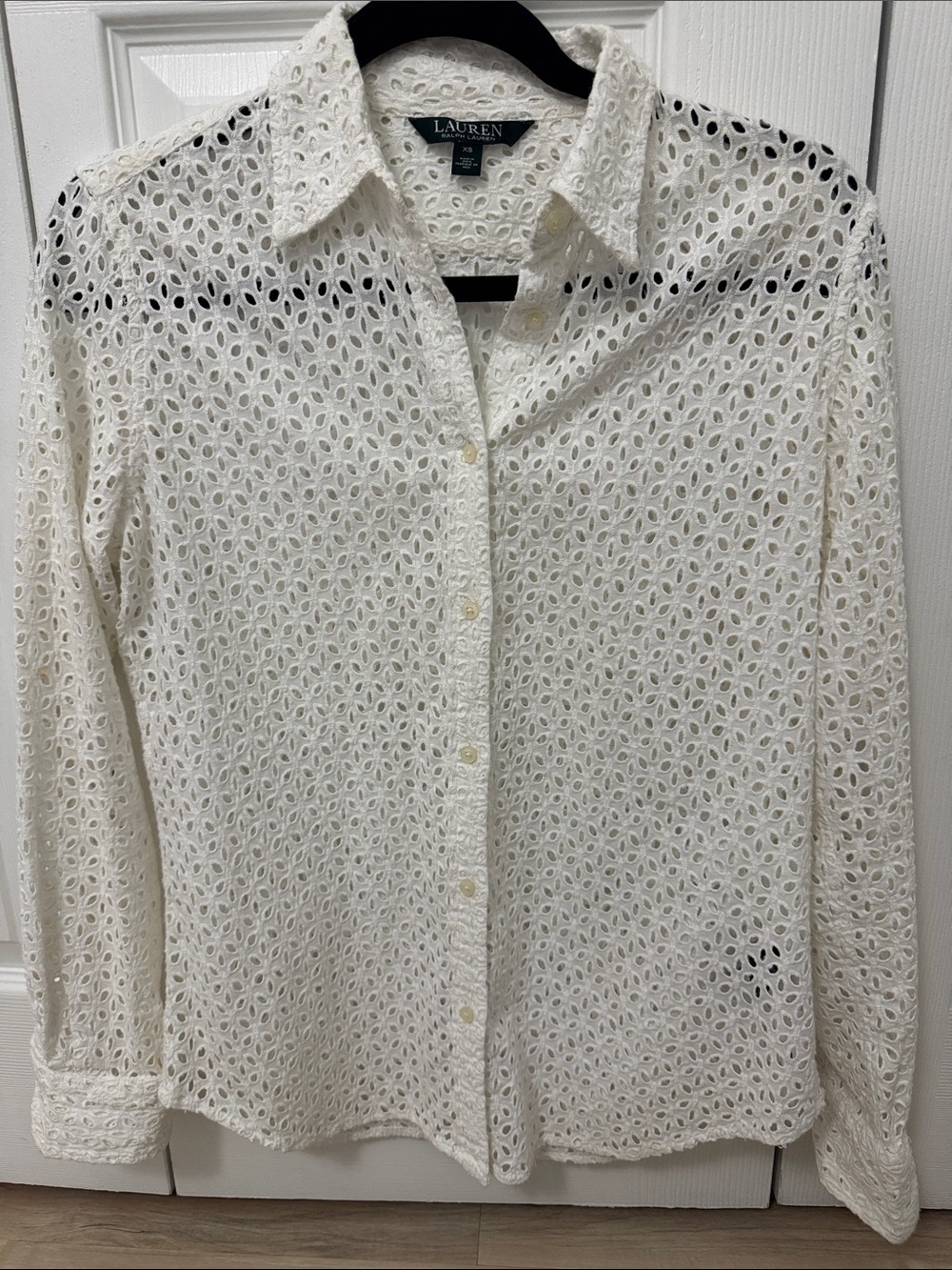 Lauren Ralph Lauren Cream Eyelet Button-Down Shirt